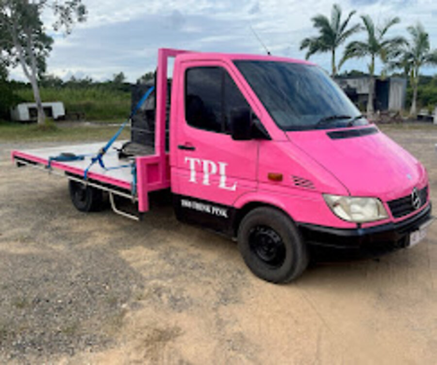 Think Pink Logistics truck ready for a freight run in the Mackay region